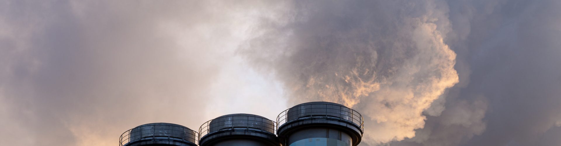 The chimneys of the combined heat and power plant in Dresden, Germany