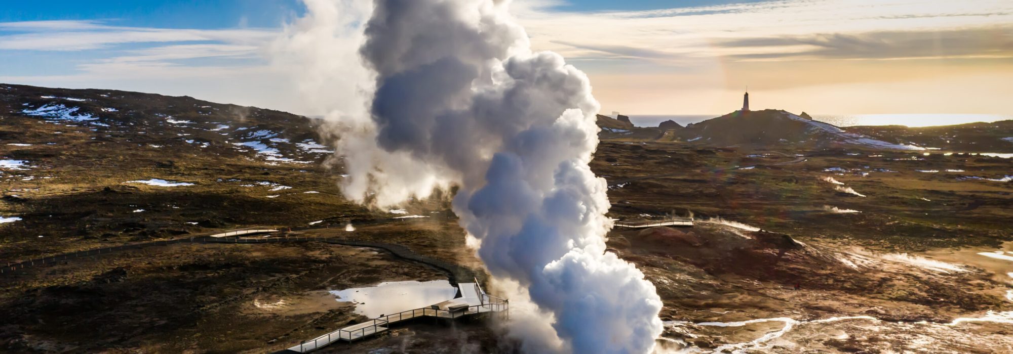 Gunnuhver geothermal area, Reykjanes peninsula, Iceland Aerial view