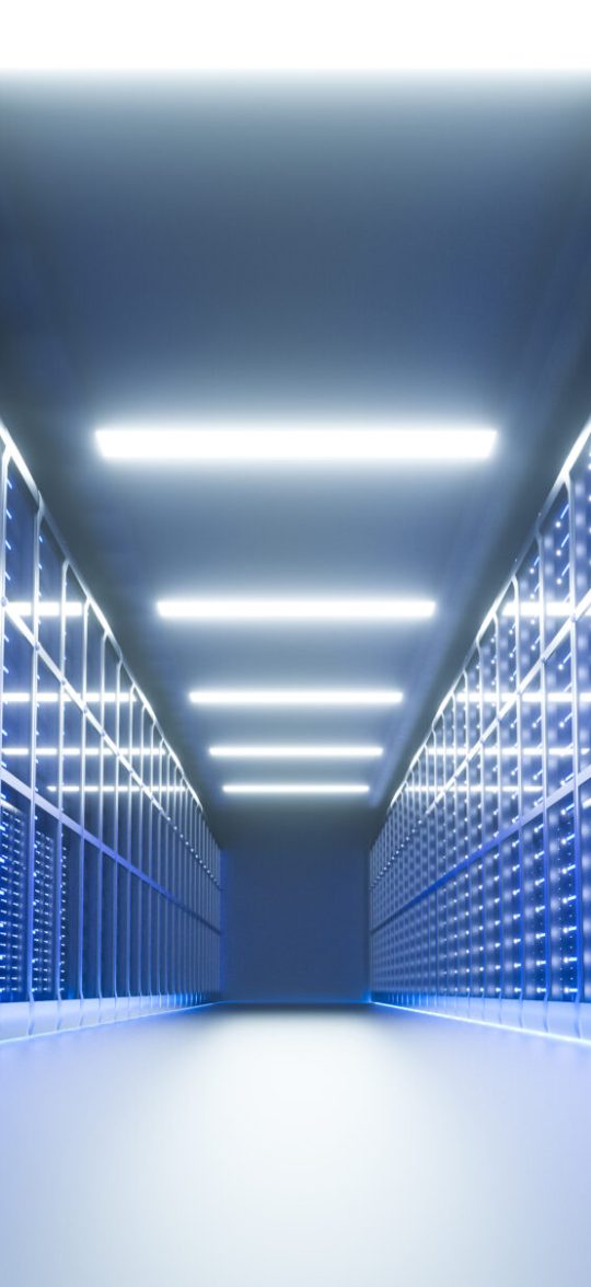 Server room interior in datacenter. 3D Render